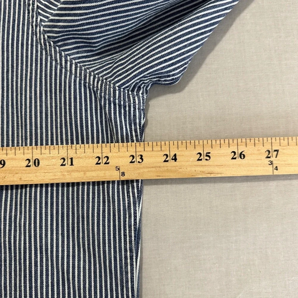 Levi's Men's L Western Shirt Blue White Striped Snap Front Locomotive‎ Train NEW